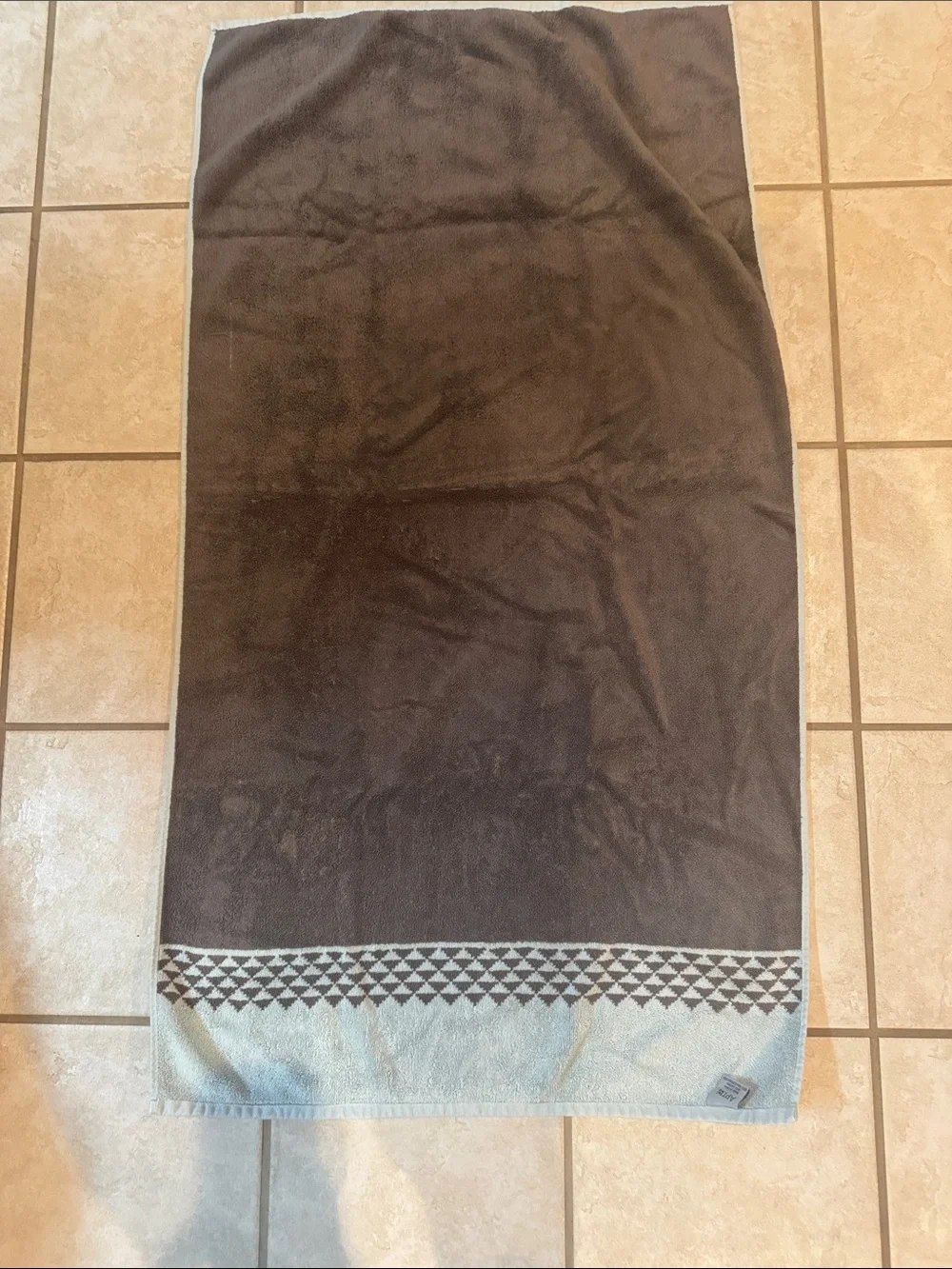 Apt. 9 Light Teal Or Green and Brown Cotton Bath Towels with Geometric Border 5